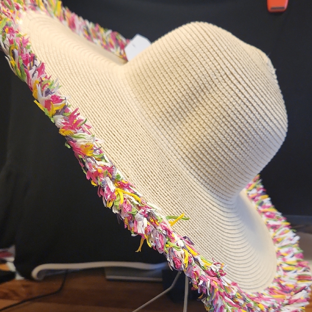 Wonderly Straw Hat with Colorful Fringe - New With Tags
